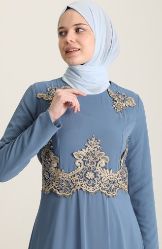 Babyblau Hijab-Abendkleider 11910