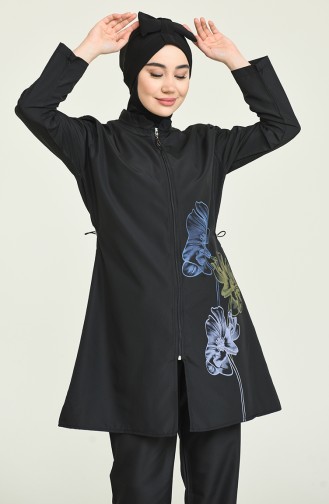 Black Modest Swimwear 2660.Siyah