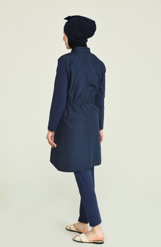 Navy Blue Modest Swimwear 2895.Lacivert