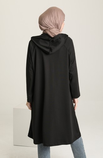 Oversize Kapüşonlu Kap 2211-02 Siyah