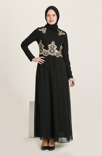 Black Hijab Evening Dress 11908