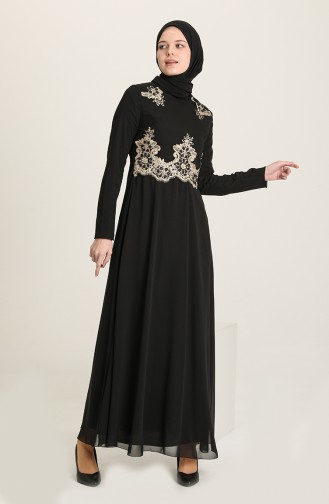 Black Hijab Evening Dress 11908