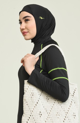 Schwarz Hijab Badeanzug 21624-03