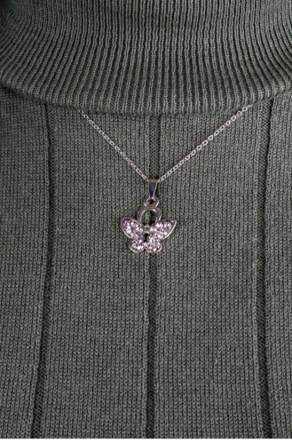 Kolye Taşlı Kelebek Tasarım Metal