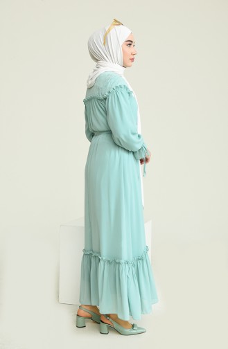 Unreife Mandelgrün Hijab Kleider 0817-02