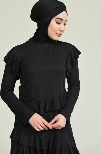 Schwarz Hijab Badeanzug 2208-01