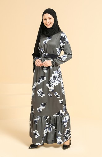 Floral Print Belt Dress 3035-01 Smoked 3035-01