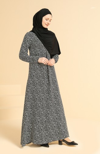 Schwarz Hijab Kleider 3302-01