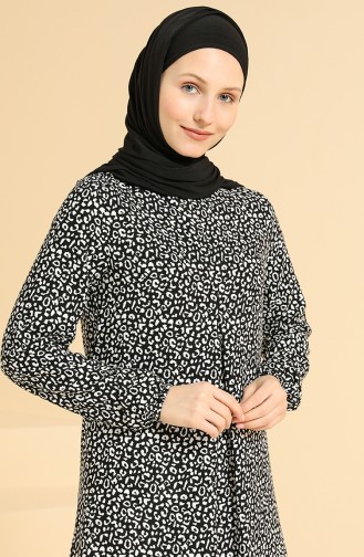 Schwarz Hijab Kleider 3302-01