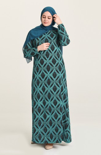 Petrol Hijab Evening Dress 2023-02