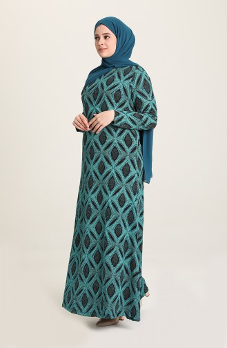 Petrol Hijab Evening Dress 2023-02