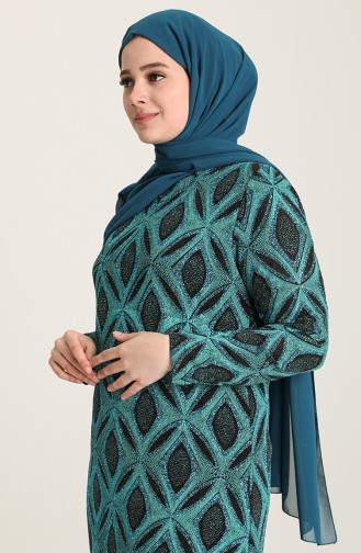 Petroleum Hijab-Abendkleider 2023-02
