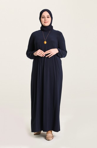 Dunkelblau Hijab Kleider 80060-01