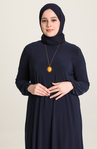 Navy Blue Hijab Dress 80060-01