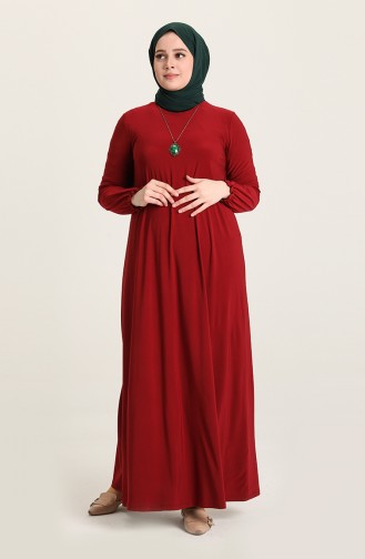 Claret Red Hijab Dress 80060-03