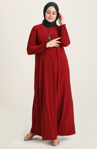 Claret Red Hijab Dress 80060-03
