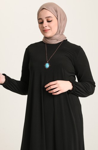 Schwarz Hijab Kleider 80060-05