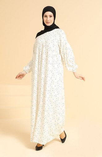 Cream Hijab Dress 0808-04