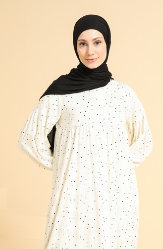 Cream Hijab Dress 0808-04