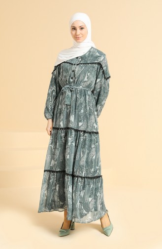 فستان أخضر داكن 0821-03