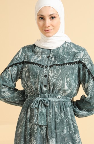 Dunkelgrün Hijab Kleider 0821-03