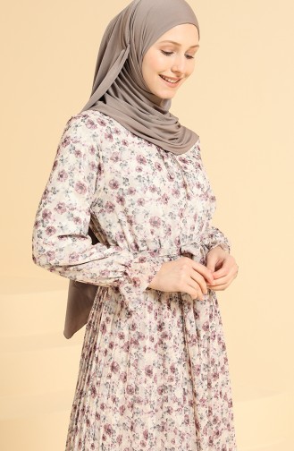 Cream Hijab Dress 0822-02