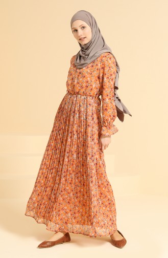 Orange Hijab Dress 0822-05