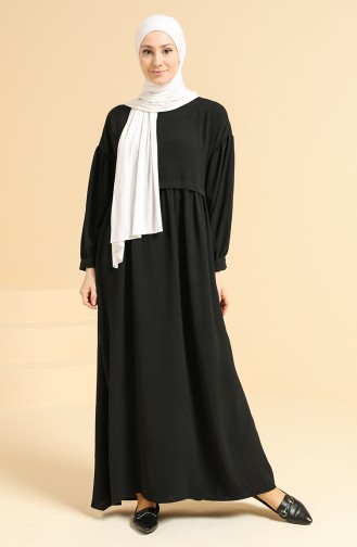 Schwarz Hijab Kleider 0831-06