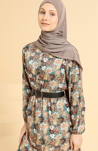 Robe Hijab Pétrole 0835-01