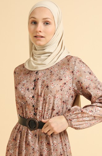 Milk Coffee Hijab Dress 0835-06