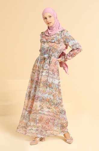 Salmon Hijab Dress 0839-01