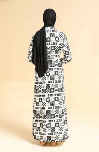 Weiß Hijab Kleider 0841B-01