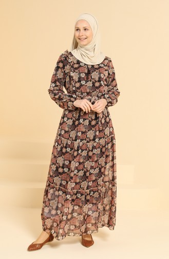 Brown Hijab Dress 0844-02