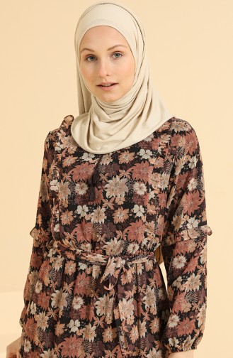 Braun Hijab Kleider 0844-02