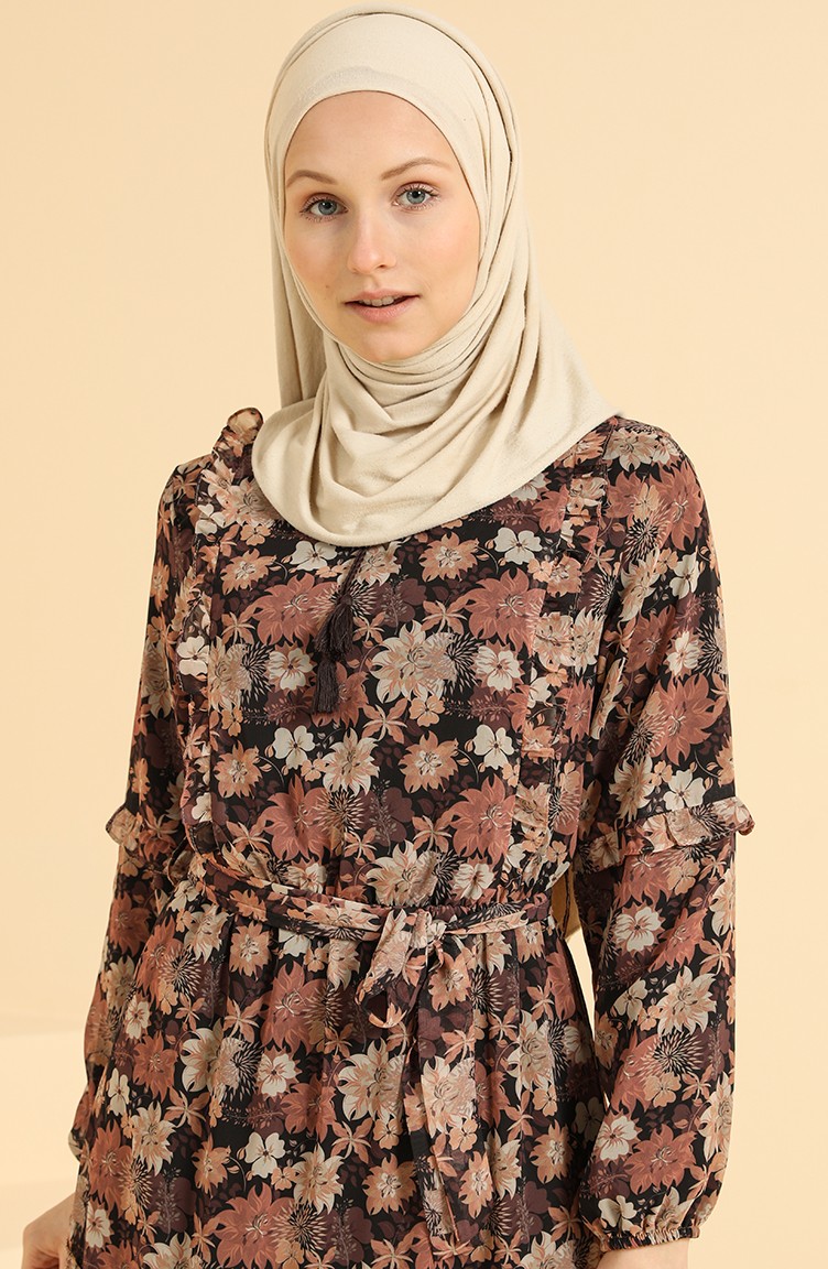 Brown Hijab Dress 084402 Sefamerve