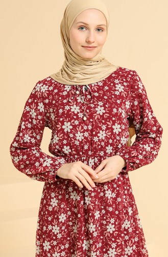 Claret Red Hijab Dress 0868-05