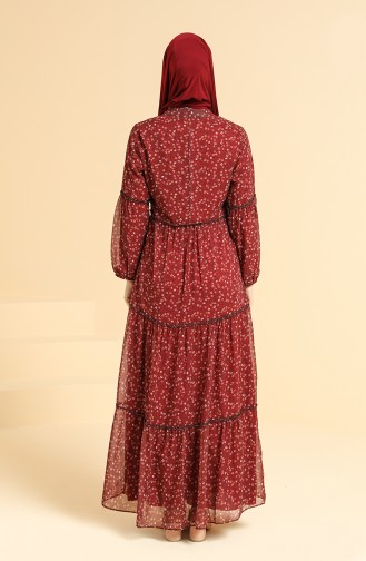 Claret Red Hijab Dress 22100-04