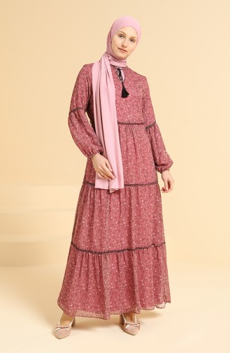 Beige-Rose Hijab Kleider 22100-05