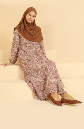 Milk Coffee Hijab Dress 7465-01