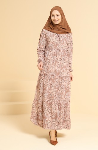 Milk Coffee Hijab Dress 7465-01