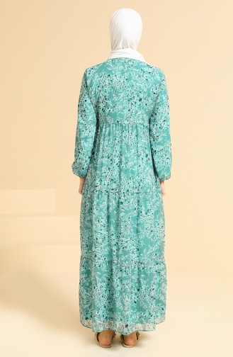 Green Almond Hijab Dress 7465-02