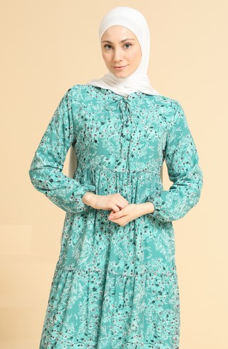 Green Almond Hijab Dress 7465-02