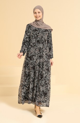 Black Hijab Dress 7465-03