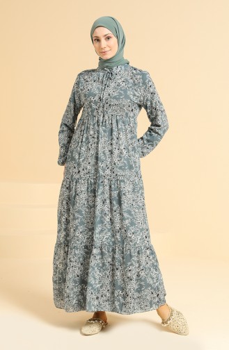 Nefti Grüne Farbe Hijab Kleider 7465-04