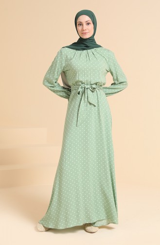 Pistachio Green Hijab Dress 60234-02