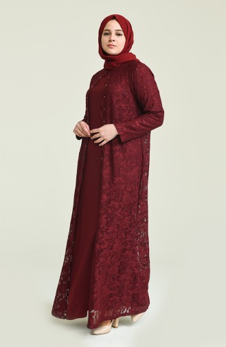 Robe de Soirée à Paillettes Grande Taille 6004A-04 Bordeaux 6004A-04