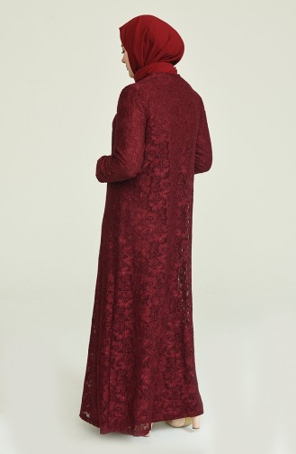 Weinrot Hijab-Abendkleider 6004A-04