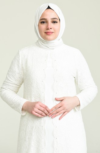 Naturfarbe Hijab-Abendkleider 6004-05