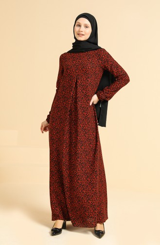 Brown Hijab Dress 3302-05