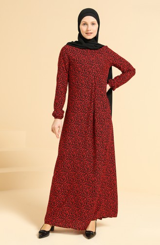 Rot Hijab Kleider 3302-03